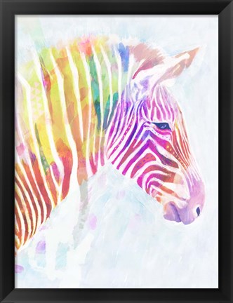 Framed Fluorescent Zebra II Print