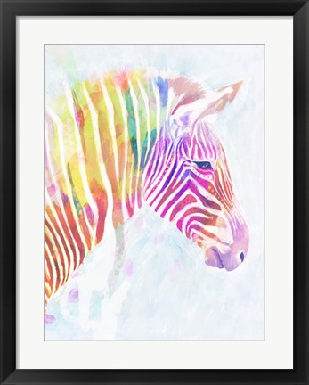 Framed Fluorescent Zebra II Print