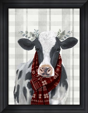 Framed Yuletide Cow I Print
