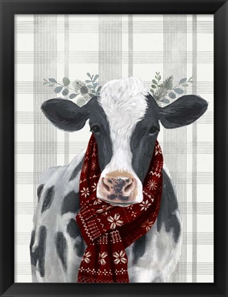Framed Yuletide Cow I Print