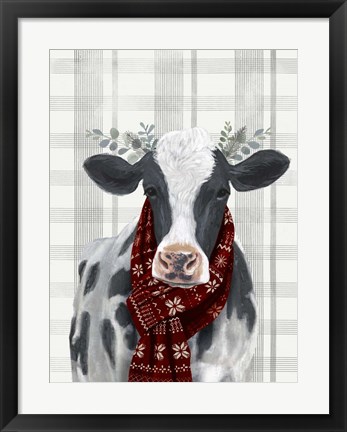 Framed Yuletide Cow I Print