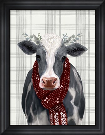 Framed Yuletide Cow II Print
