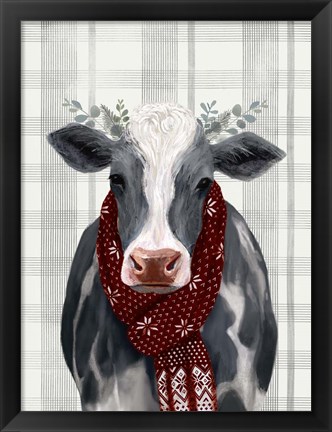 Framed Yuletide Cow II Print