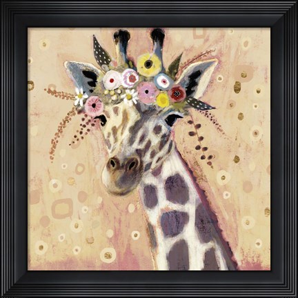 Framed Klimt Giraffe I Print