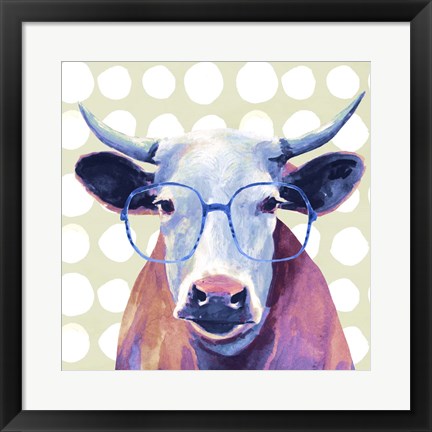 Framed Bespectacled Bovine II Print