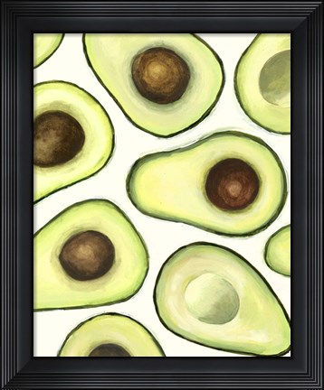 Framed Avocado Arrangement I Print
