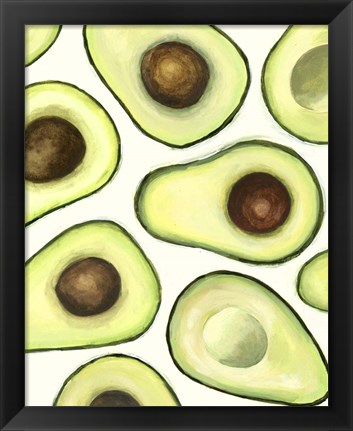 Framed Avocado Arrangement I Print