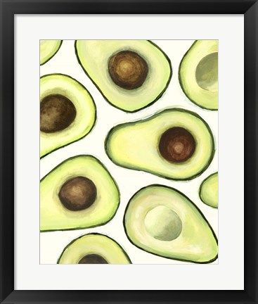 Framed Avocado Arrangement I Print