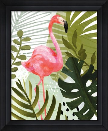 Framed Flamingo Forest II Print
