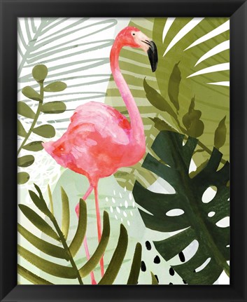 Framed Flamingo Forest II Print