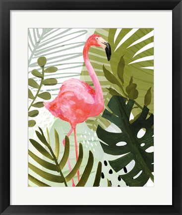 Framed Flamingo Forest II Print