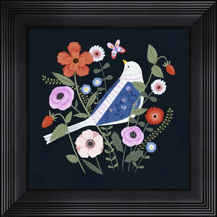 Framed Folk Garden I Print