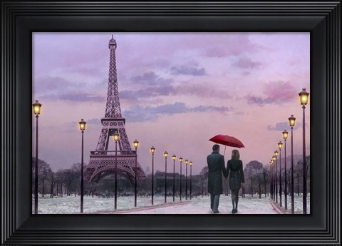 Framed Red Umbrella Print
