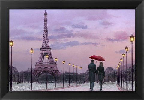 Framed Red Umbrella Print