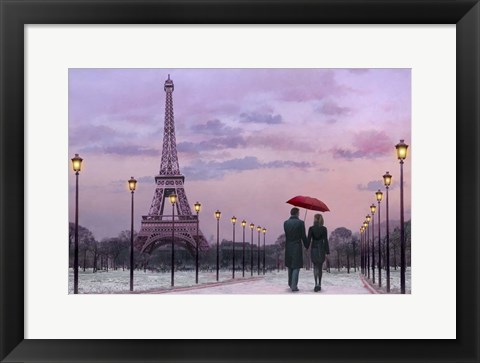 Framed Red Umbrella Print