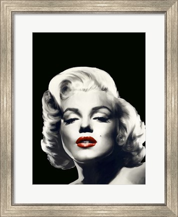 Framed Red Lips Marilyn In Black Print