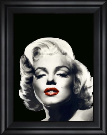 Framed Red Lips Marilyn In Black Print