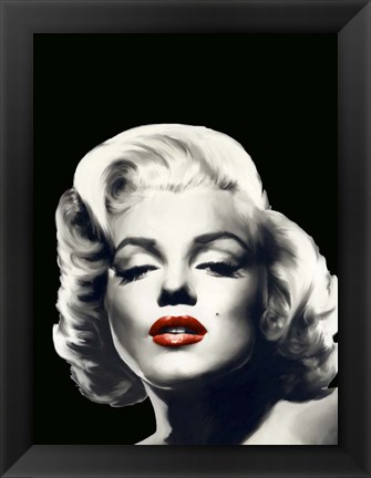 Framed Red Lips Marilyn In Black Print