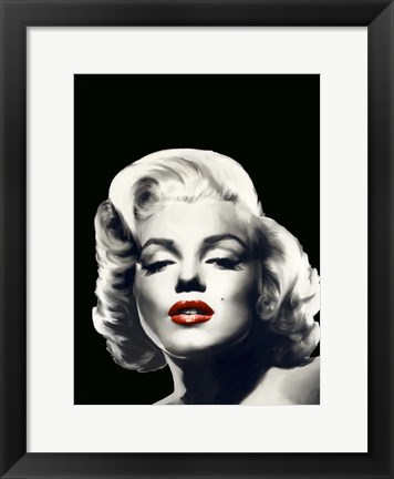 Framed Red Lips Marilyn In Black Print