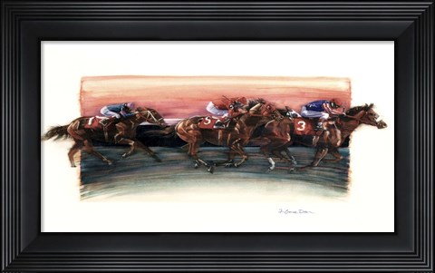 Framed Horse Race Print
