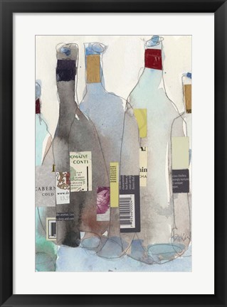 Framed Wine Bottles III Print