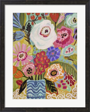 Framed Fresh Flowers in Vase II Print