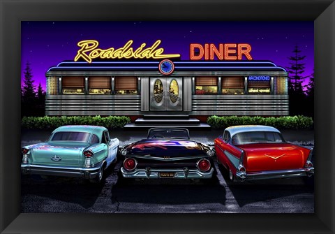 Framed Diners and Cars VIII Print