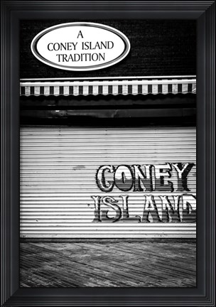 Framed Coney Island New York Black/White Print