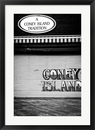 Framed Coney Island New York Black/White Print