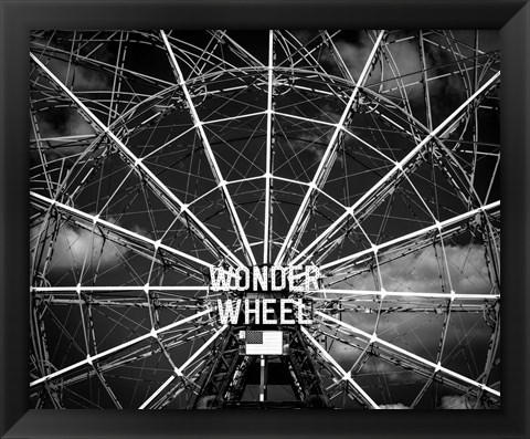 Framed Wonder wheel  New York Black/White Print