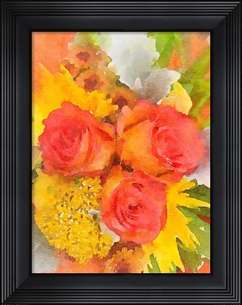 Framed Orange Flowers 2 Print
