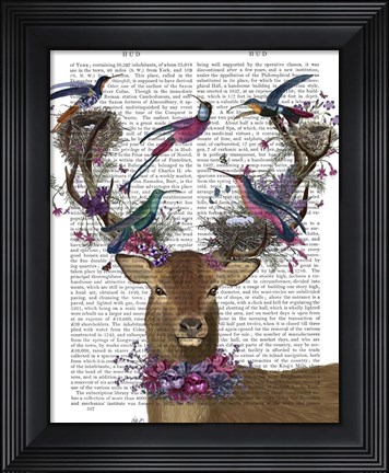 Framed Deer Birdkeeper, Tropical Bird Nests Print