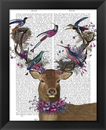 Framed Deer Birdkeeper, Tropical Bird Nests Print