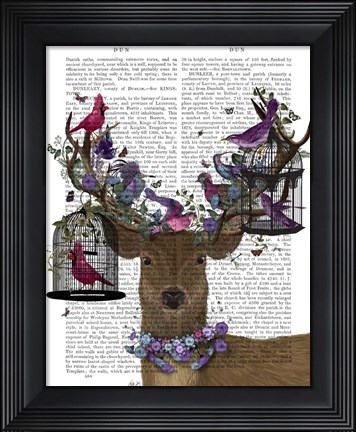 Framed Deer Birdkeeper, Tropical Bird Cages Print