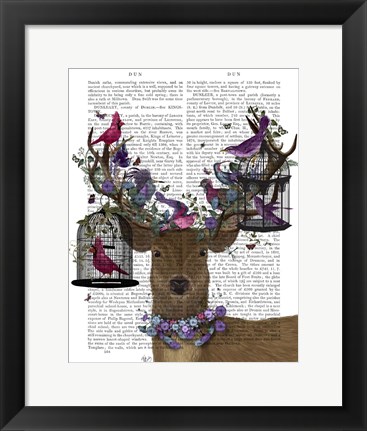 Framed Deer Birdkeeper, Tropical Bird Cages Print