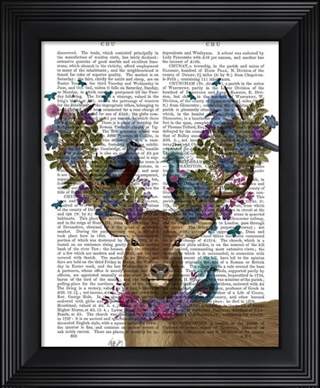 Framed Deer Birdkeeper, Blue Pigeons Print