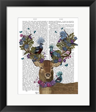 Framed Deer Birdkeeper, Blue Pigeons Print