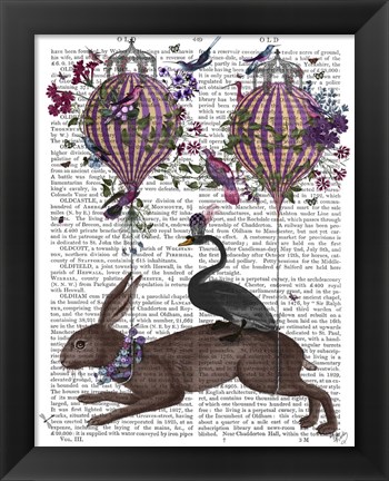 Framed Hare Birdkeeper, Hot Air Balloon Print