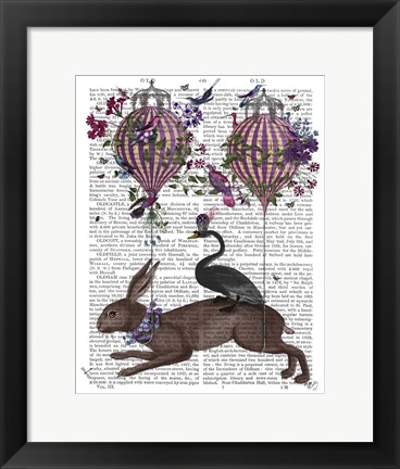 Framed Hare Birdkeeper, Hot Air Balloon Print