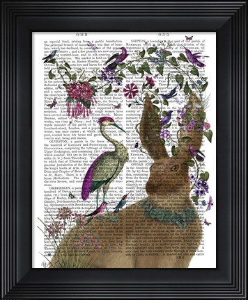 Framed Hare Birdkeeper and Heron Print