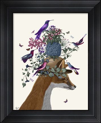 Framed Fox Birdkeeper with Pineapple Print