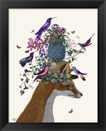 Framed Fox Birdkeeper with Pineapple Print