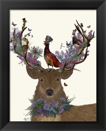 Framed Deer Birdkeeper, Scottish Print