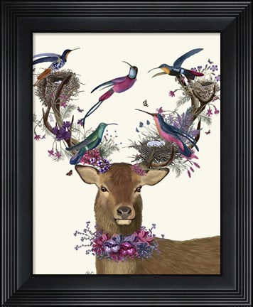 Framed Deer Birdkeeper, Tropical Bird Nests Print
