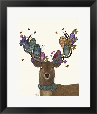 Framed Deer Birdkeeper, Owls Print