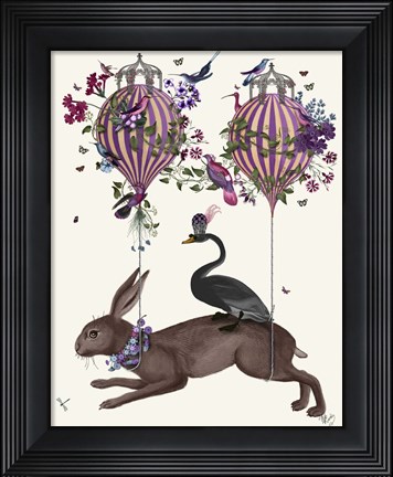 Framed Hare Birdkeeper, Hot Air Balloon Print