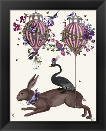 Framed Hare Birdkeeper, Hot Air Balloon Print