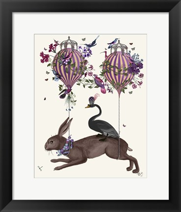 Framed Hare Birdkeeper, Hot Air Balloon Print