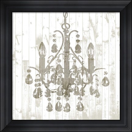 Framed Shiplap Chandelier I Print