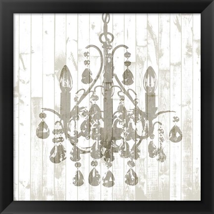 Framed Shiplap Chandelier I Print